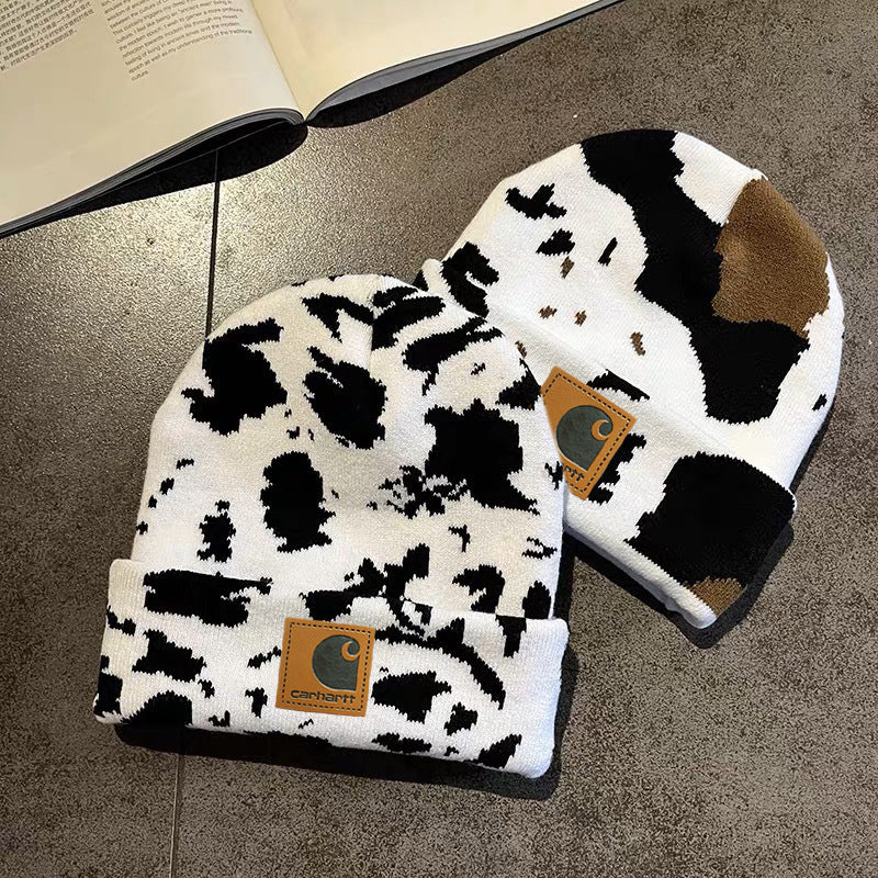 Cow pattern beanie