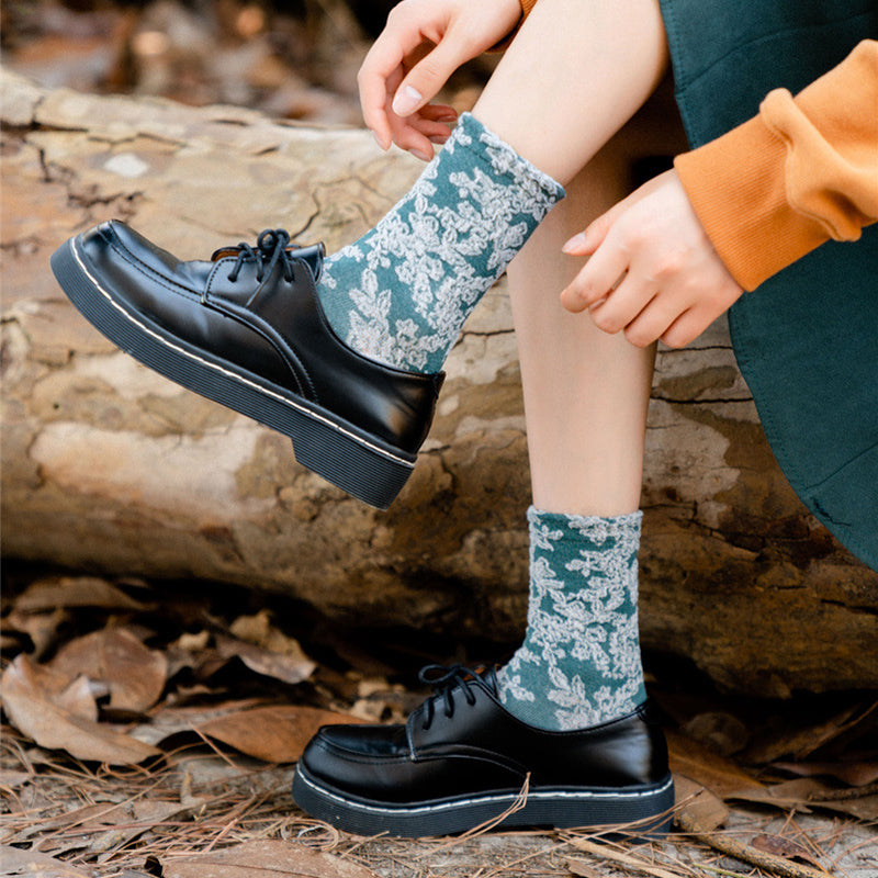 Retro Floral Cotton Socks