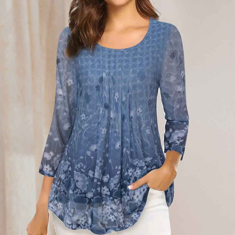 Floral Print Long Sleeve Casual Blouse