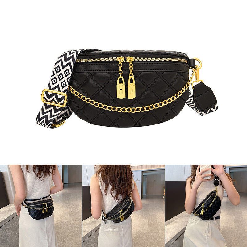 Versatile diamond plaid chest bag