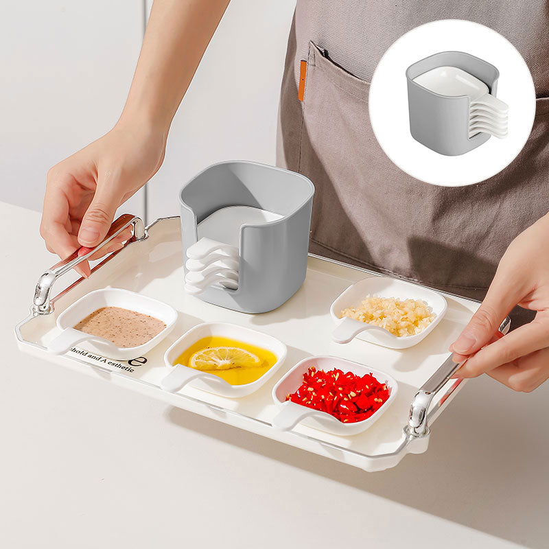 Dipping Sauce Plate and Holder Set, 6Pcs