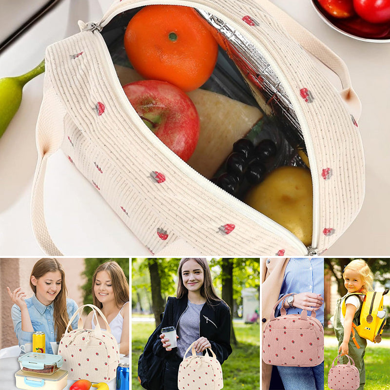 Corduroy Printed Tote Lunch Bag