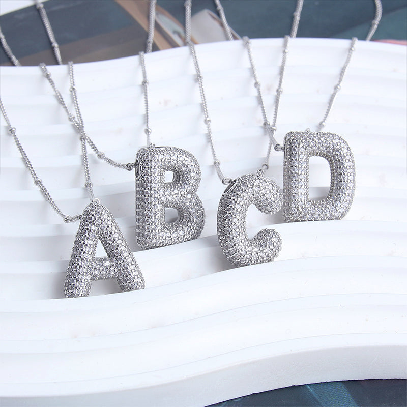 Alphabet Diamond Pendant Necklace