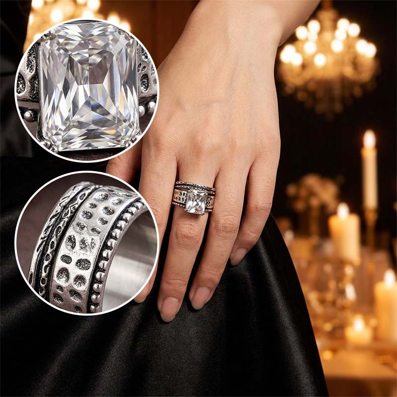 Bold Wide-Face Zircon Statement Ring