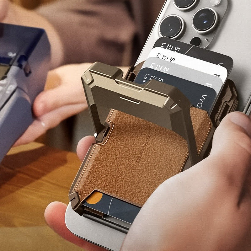 Magnetic Wallet with Stand-Gold