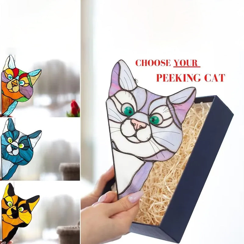 Handmade Stain Cat Suncatcher For Window