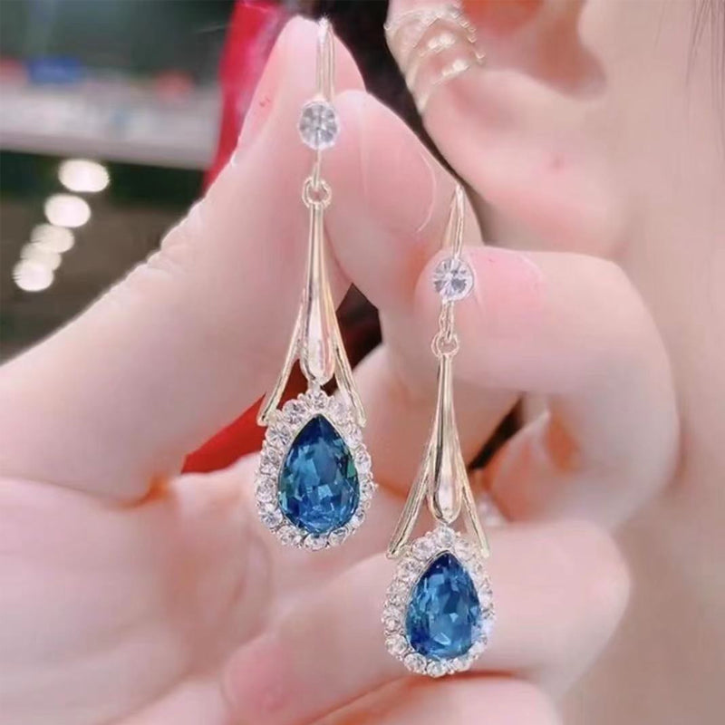 Blue Drop Crystal Earrings