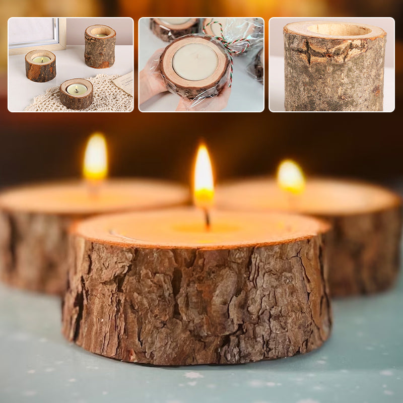 Log Color Stump Candle Holder