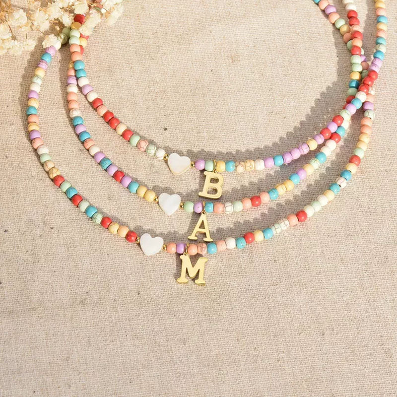 Colorful Beads Initial Choker