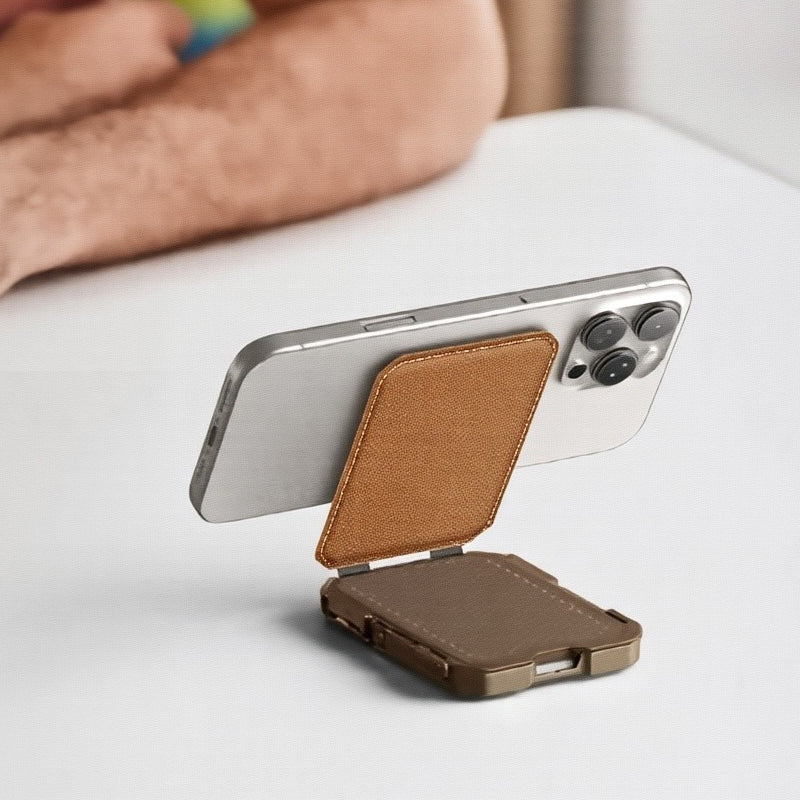 Magnetic Wallet with Stand-Gold