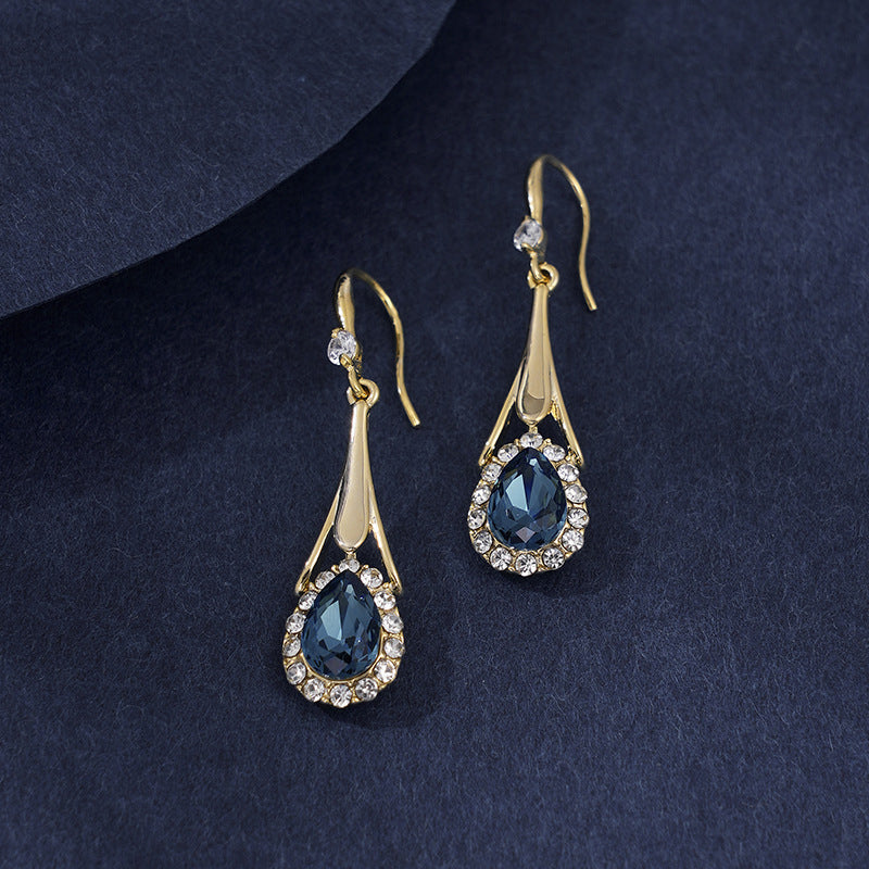 Blue Drop Crystal Earrings