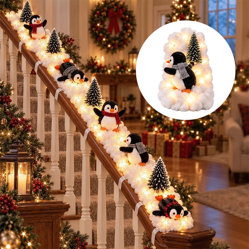 Penguin Christmas Stair Snow Decoration