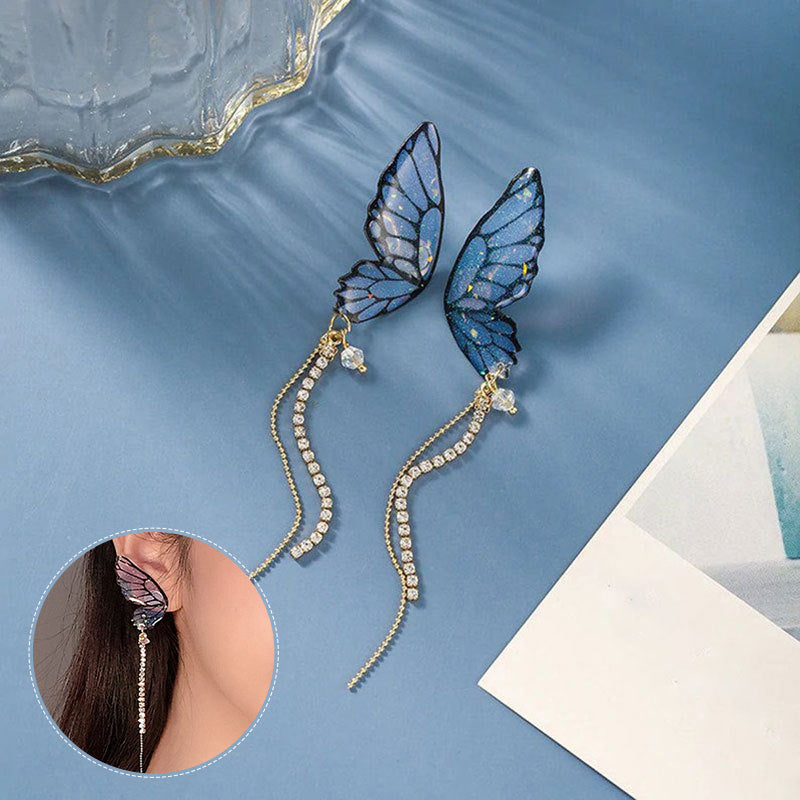 Glittery Butterfly Drop Earrings