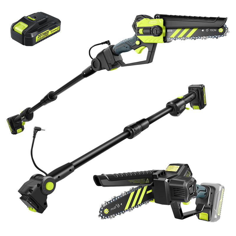 Saker Pole Saw 6 Inch Brushless Mini Chainsaw with 6.5ft Extension Rod