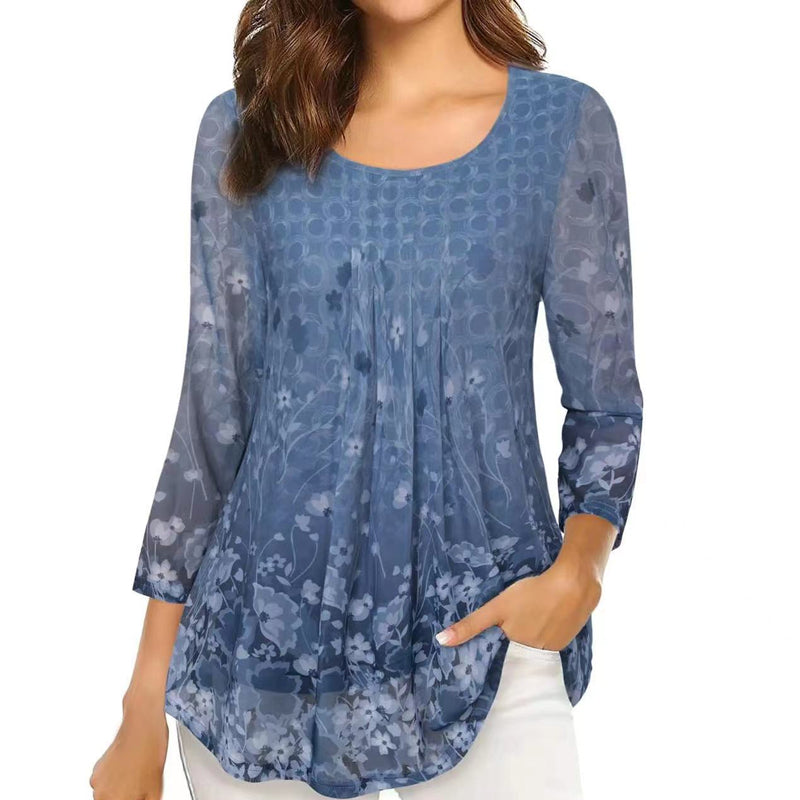 Floral Print Long Sleeve Casual Blouse