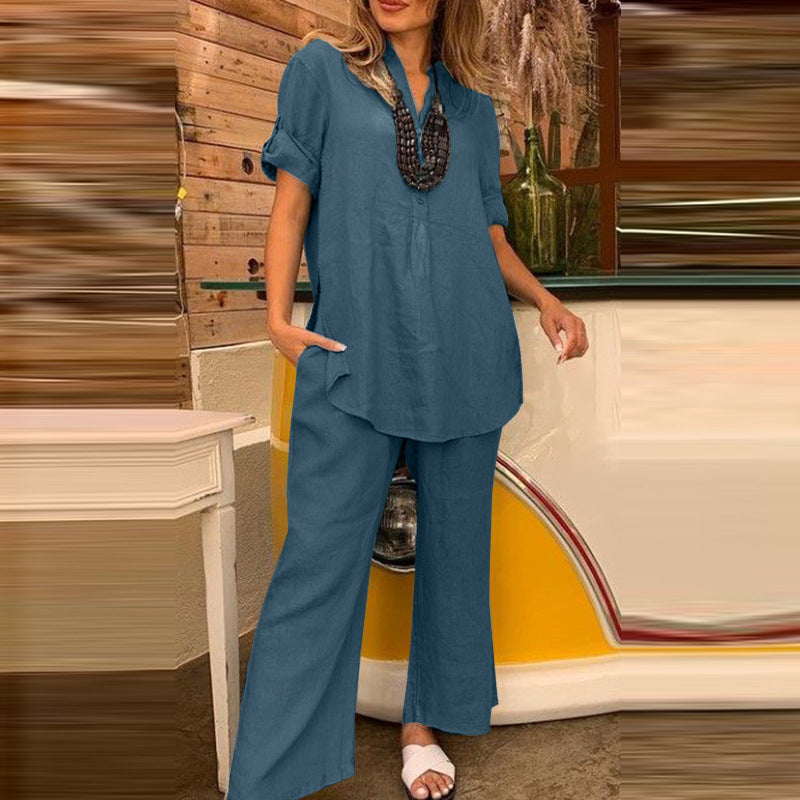 Two-piece Cotton and Linen Pants for Women