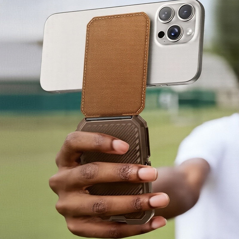 Magnetic Wallet with Stand-Gold