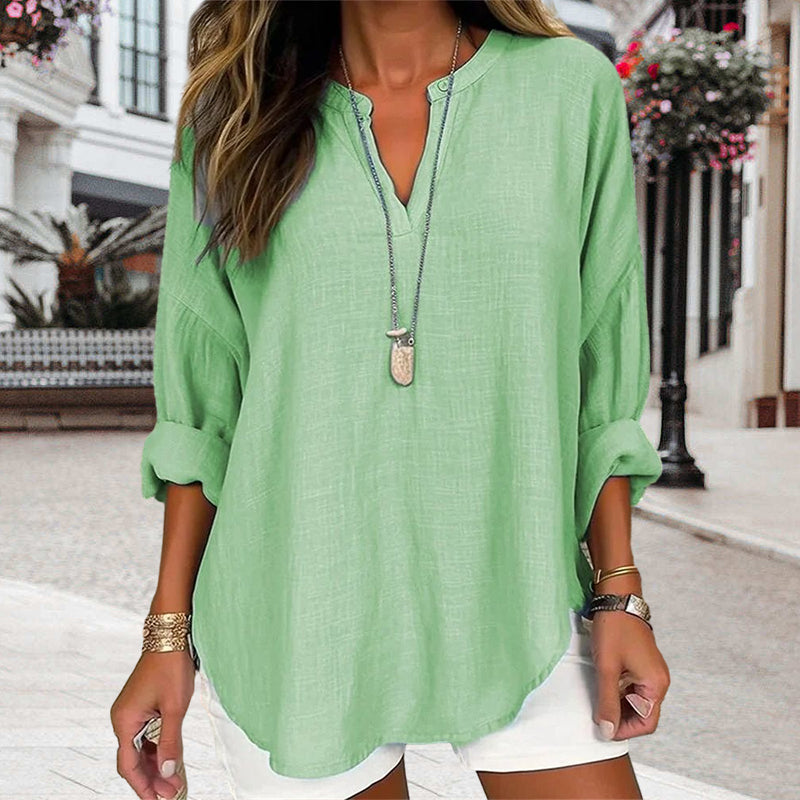 Solid Color Long Sleeve Casual Shirt Blouse