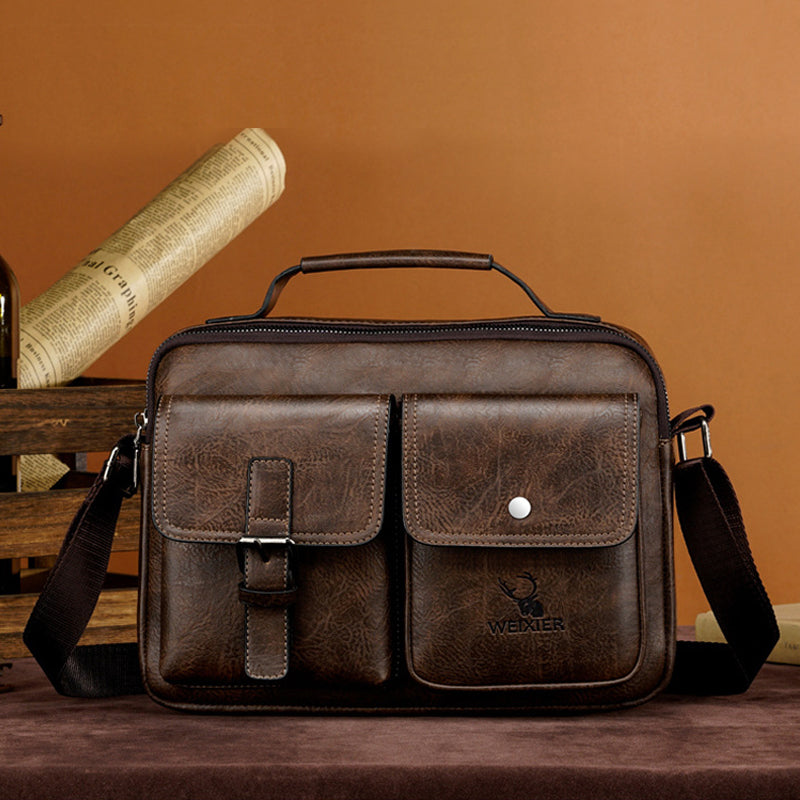 Waterproof Vintage Leather Briefcase Shoulder Bag