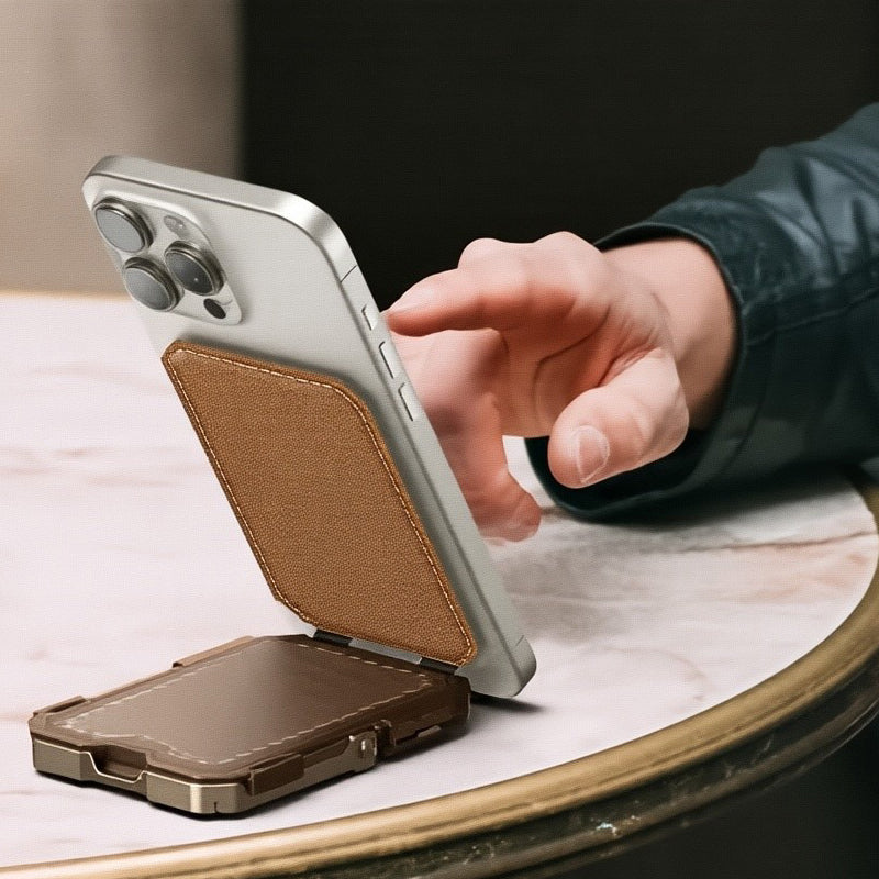 Magnetic Wallet with Stand-Gold