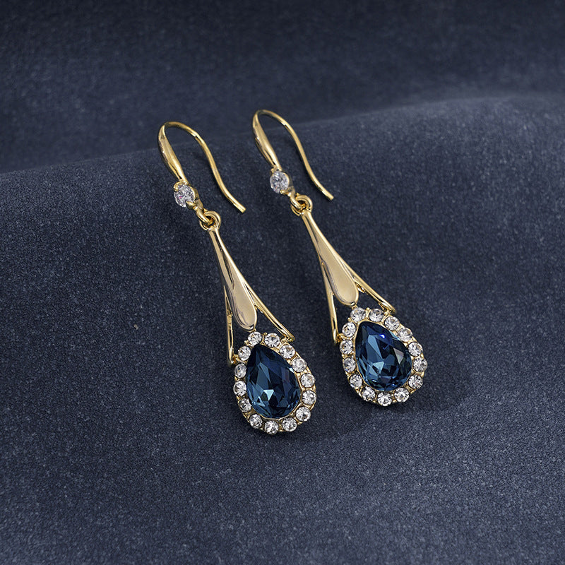 Blue Drop Crystal Earrings