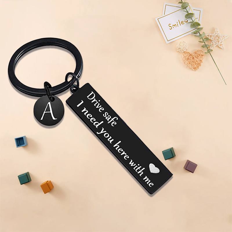 Drive safe black keychain