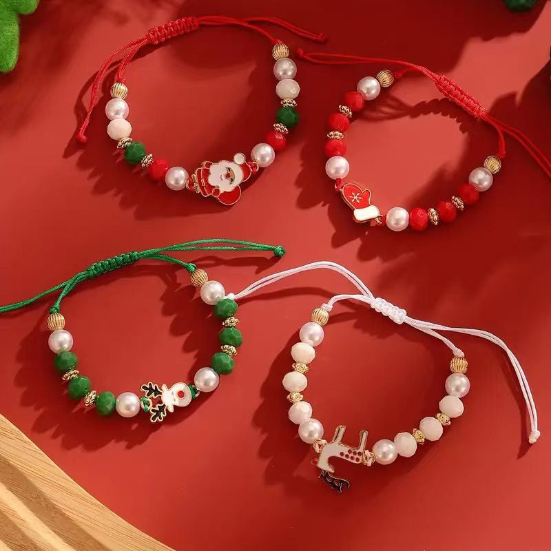 4Pcs Christmas Santa Claus Elk Colorful Bracelet