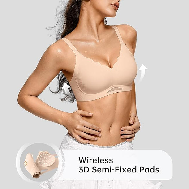Womens Wireless Bras Scalloped Push Up Bralettes
