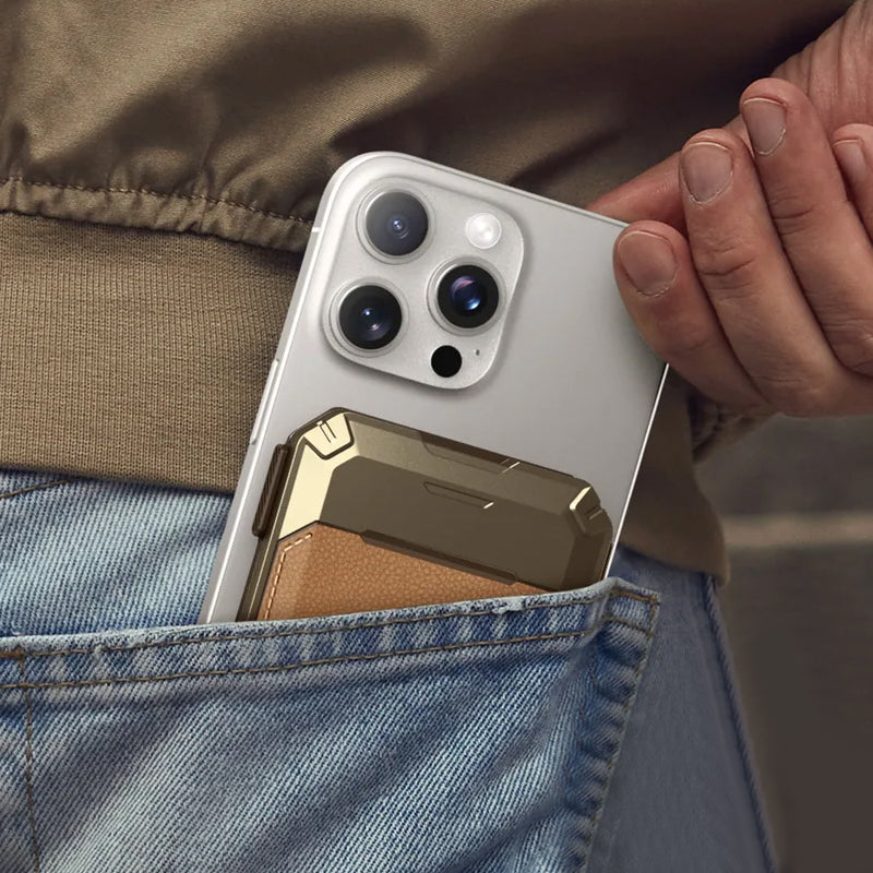 Magnetic Wallet with Stand-Gold