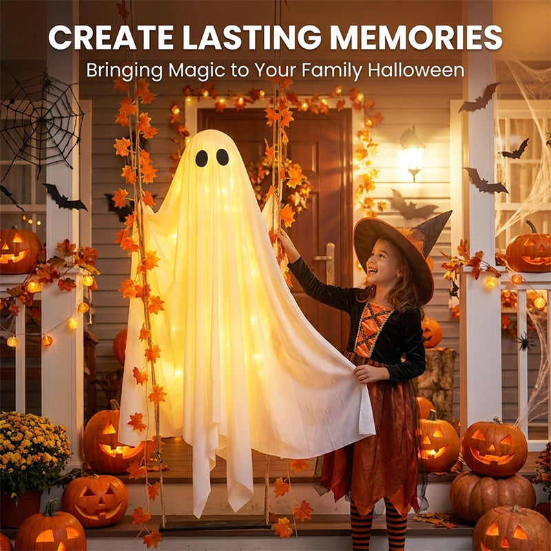 LED Light-Up Swinging Ghost Halloween Decoration