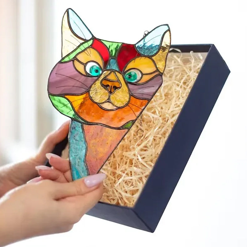 Handmade Stain Cat Suncatcher For Window