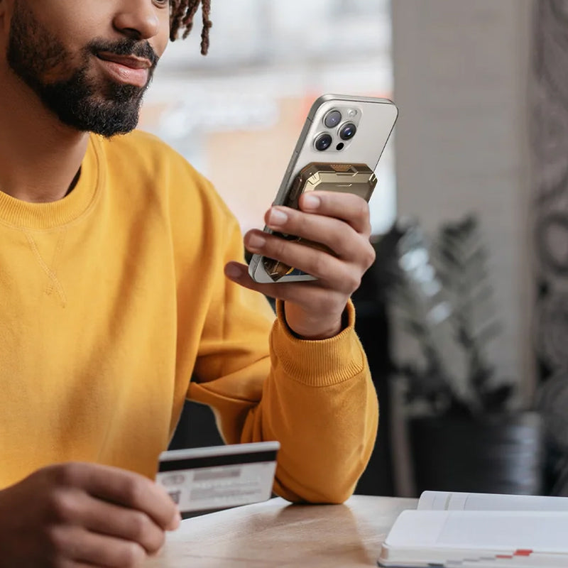 Magnetic Wallet with Stand-Gold