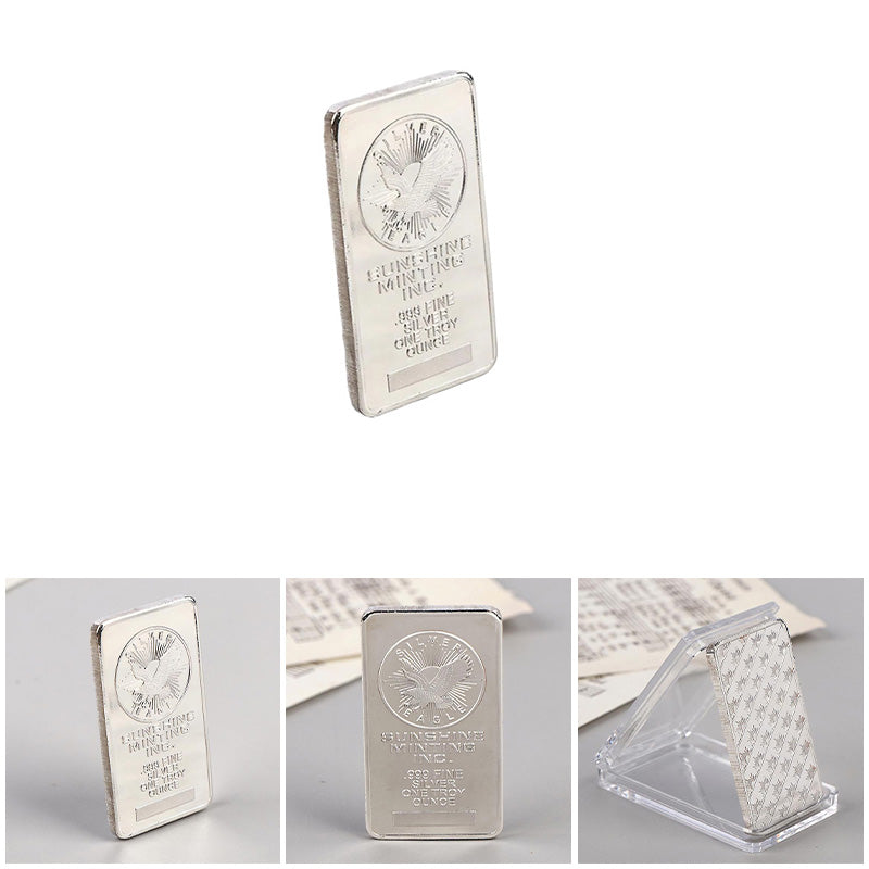 Embossed Large Eagle Square Silver Bar