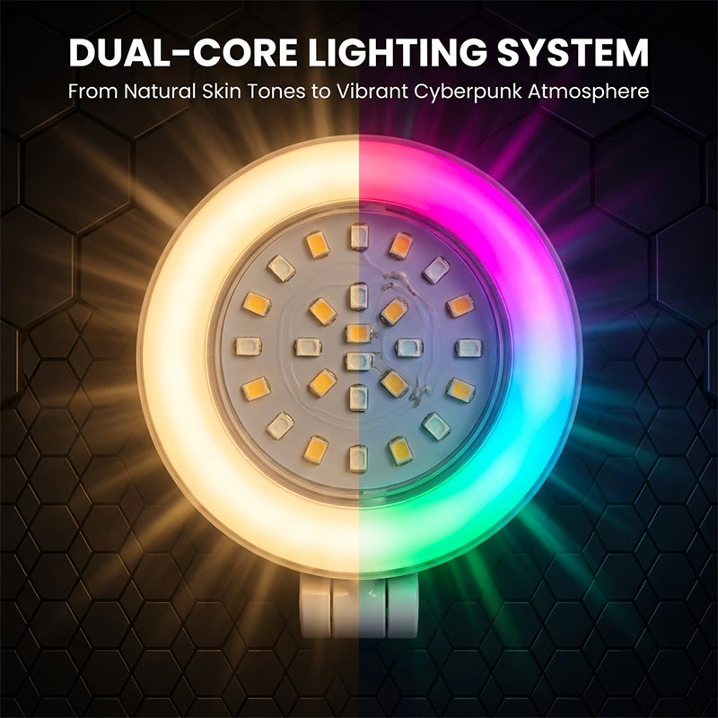 Magnetic RGB Selfie Ring Light with Mirror