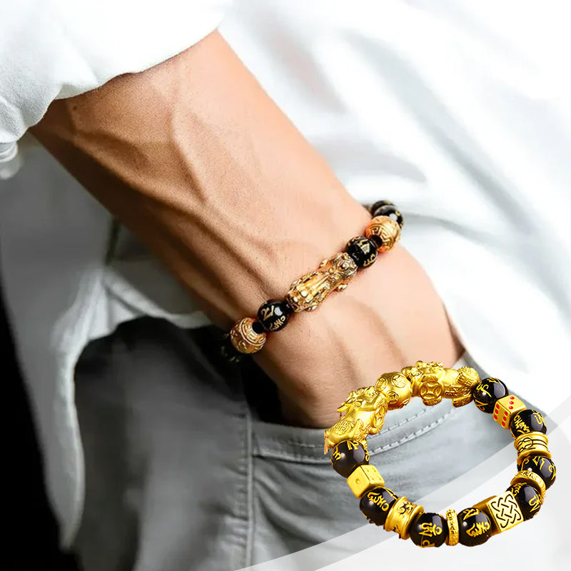 3D Hard Gold 99 Obsidian Sand Gold Pixiu Bracelet