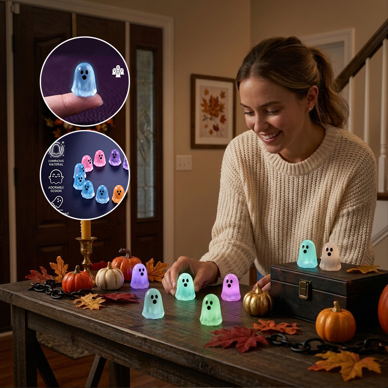 Glow In Dark Cute Ghost Resin Bead Set
