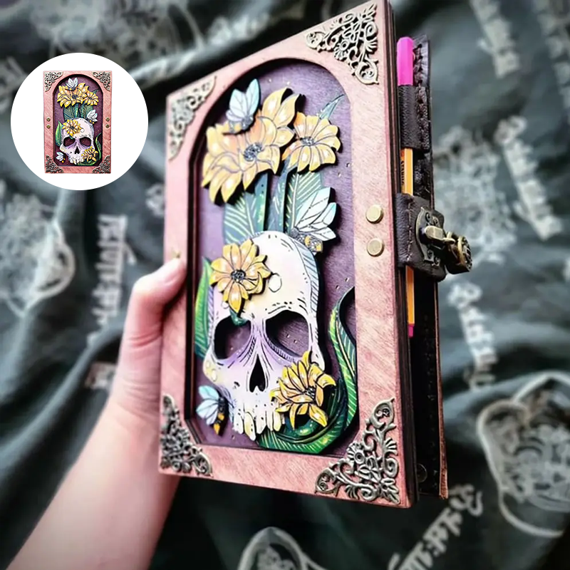 Mushroom Sunflower Skull Journal