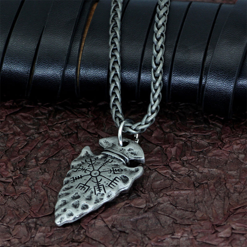 Odin's Spear Necklace with Vegvisir Symbol