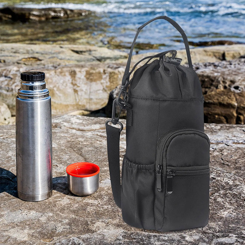 Portable Canvas Water Bottle Bag