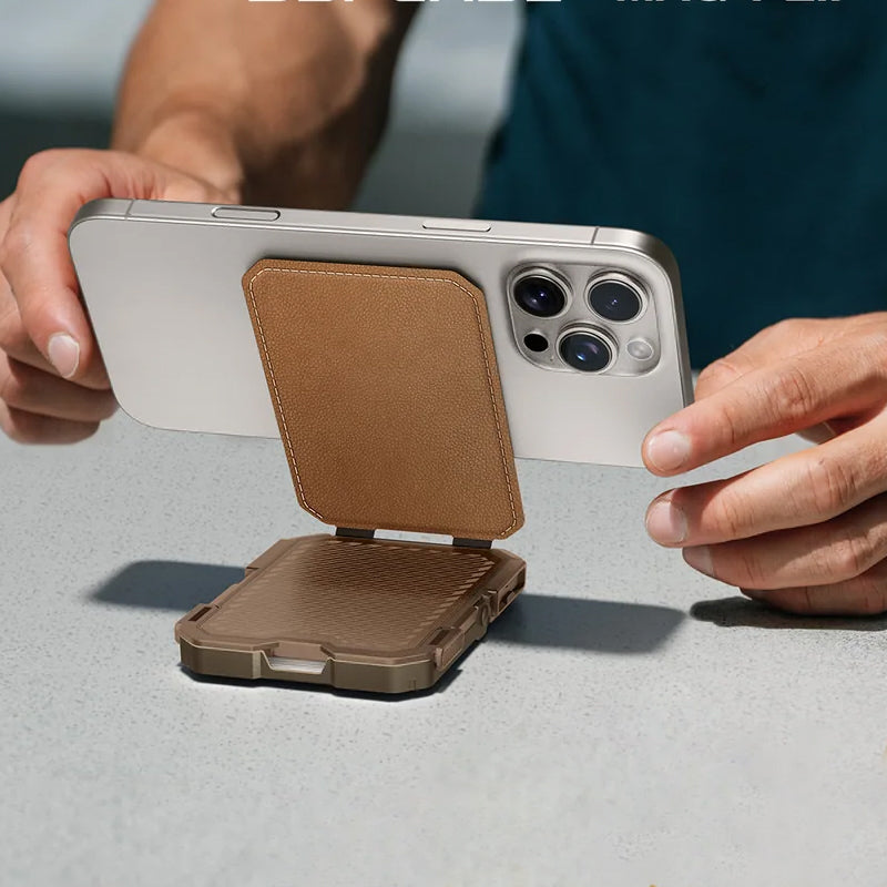 Magnetic Wallet with Stand-Gold