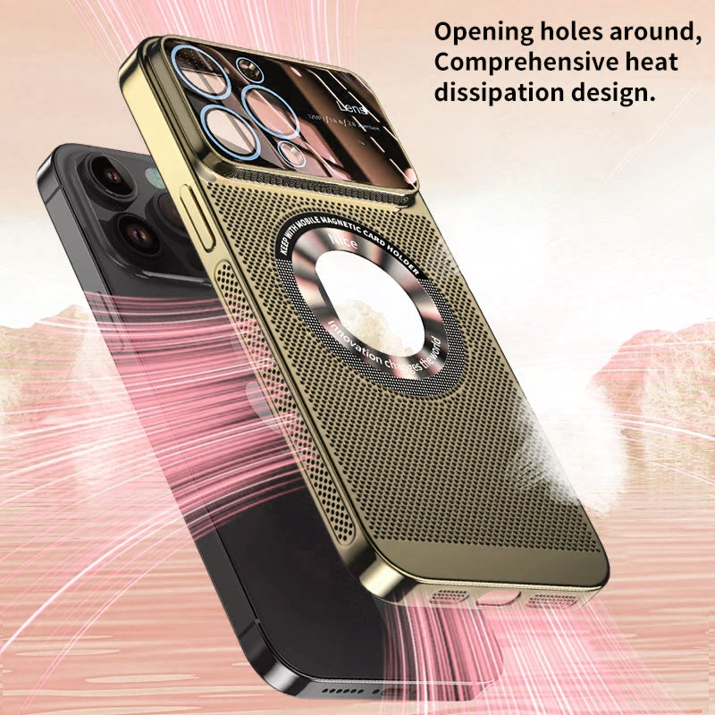 Electroplating Heat Dissipation Magnetic Large Window Phone Case