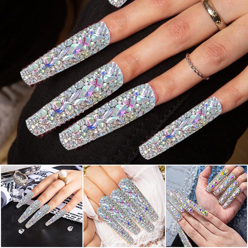 10PCS Square Long Handmade Acrylic Press On Nails