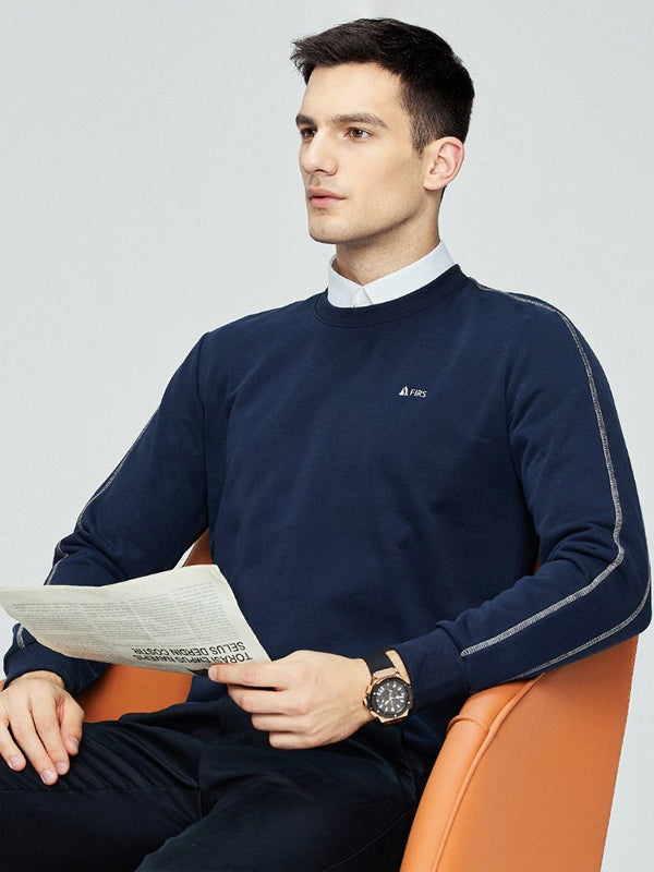 Contrast Embroidered Crew Neck Pullover Top
