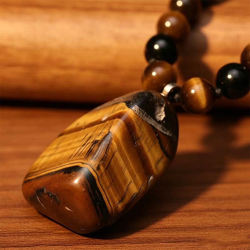 Men's Natural Tiger Eye Stone Necklace