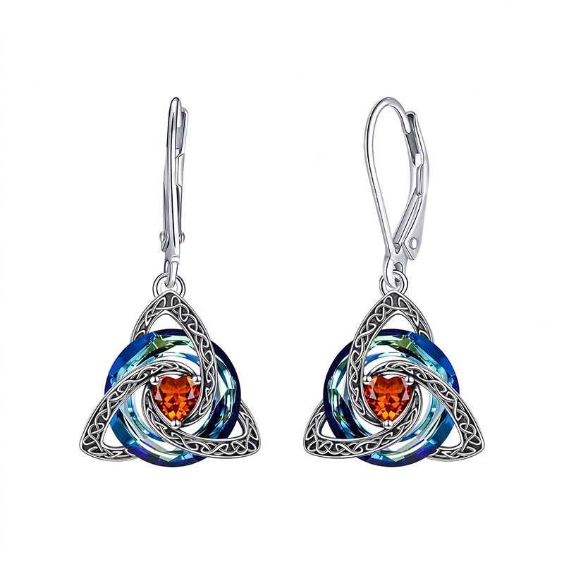 Elegant Celtic Knot Birthstone Drop Earrings
