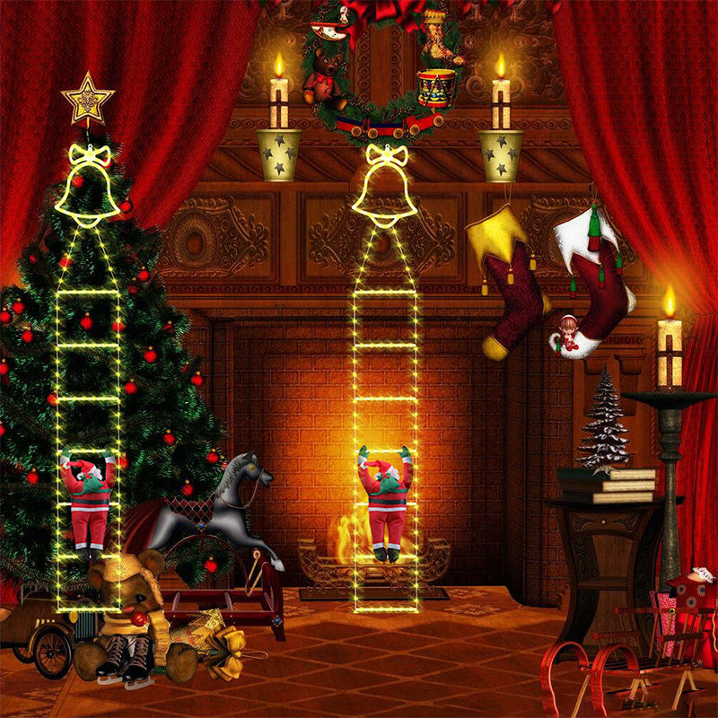 Christmas Ladder Decoration Lights With Santa Claus