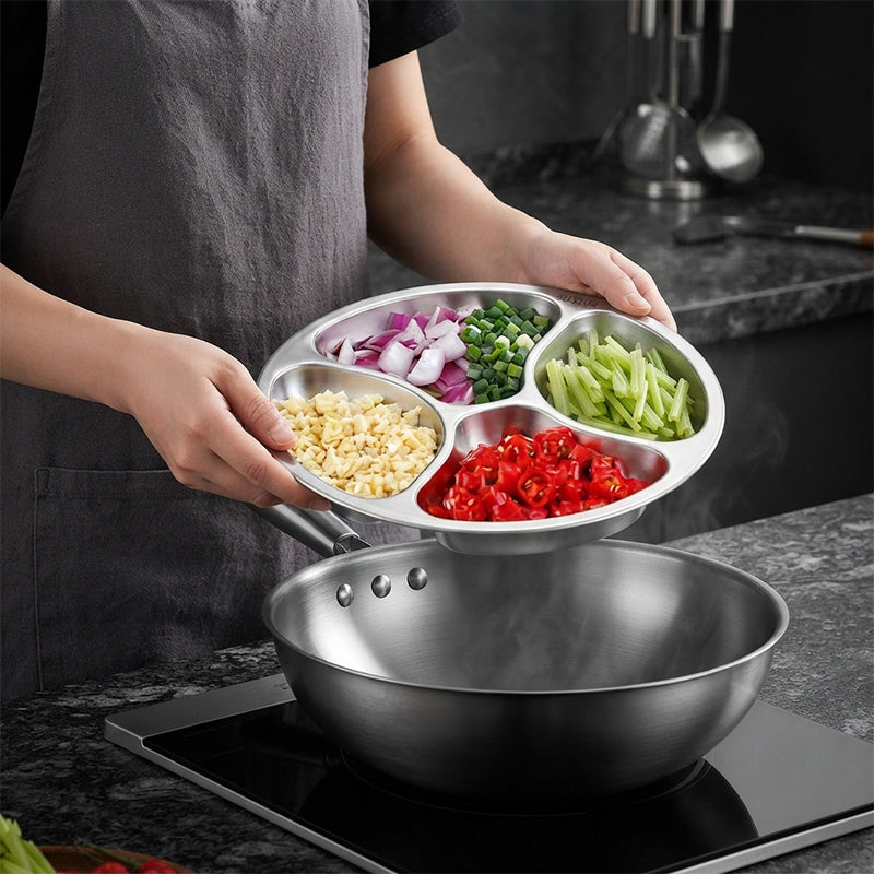 4 Compartment Stainless Steel Divided Plate