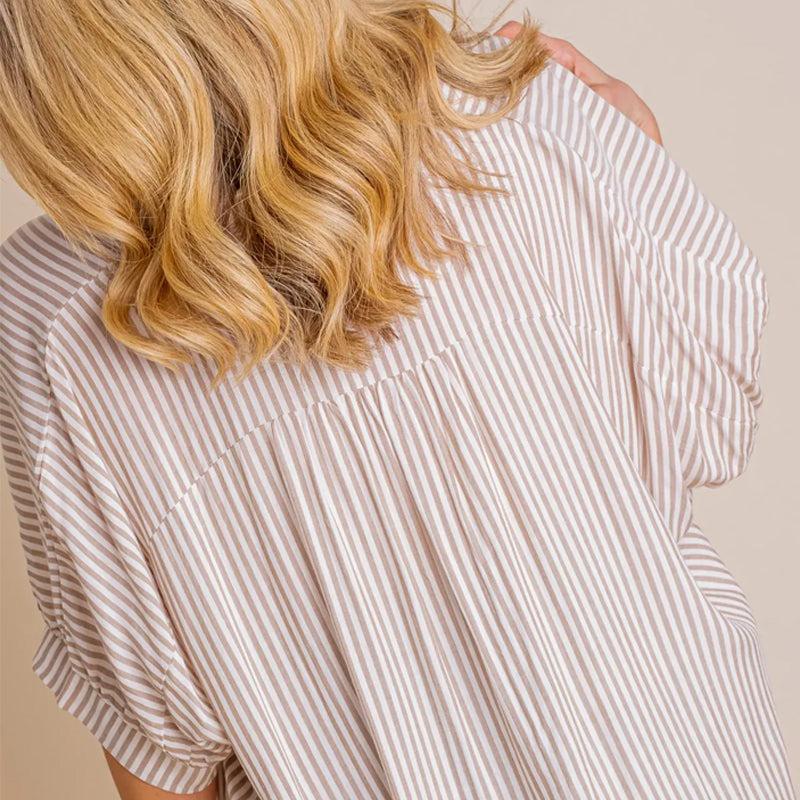 Brand New Loose Striped Baggy Button Shirt