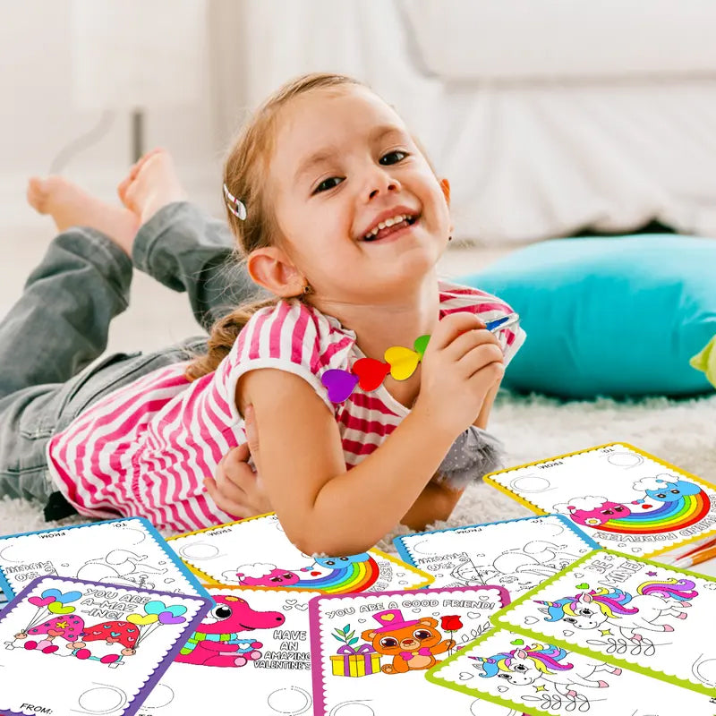 DIY Valentine’s Day Coloring Card Set