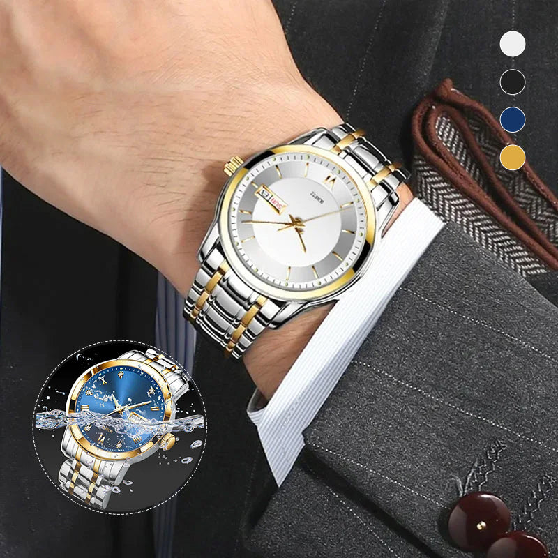 Men's Ultra-thin Waterproof Quartz Watch With Dual Calendar Window